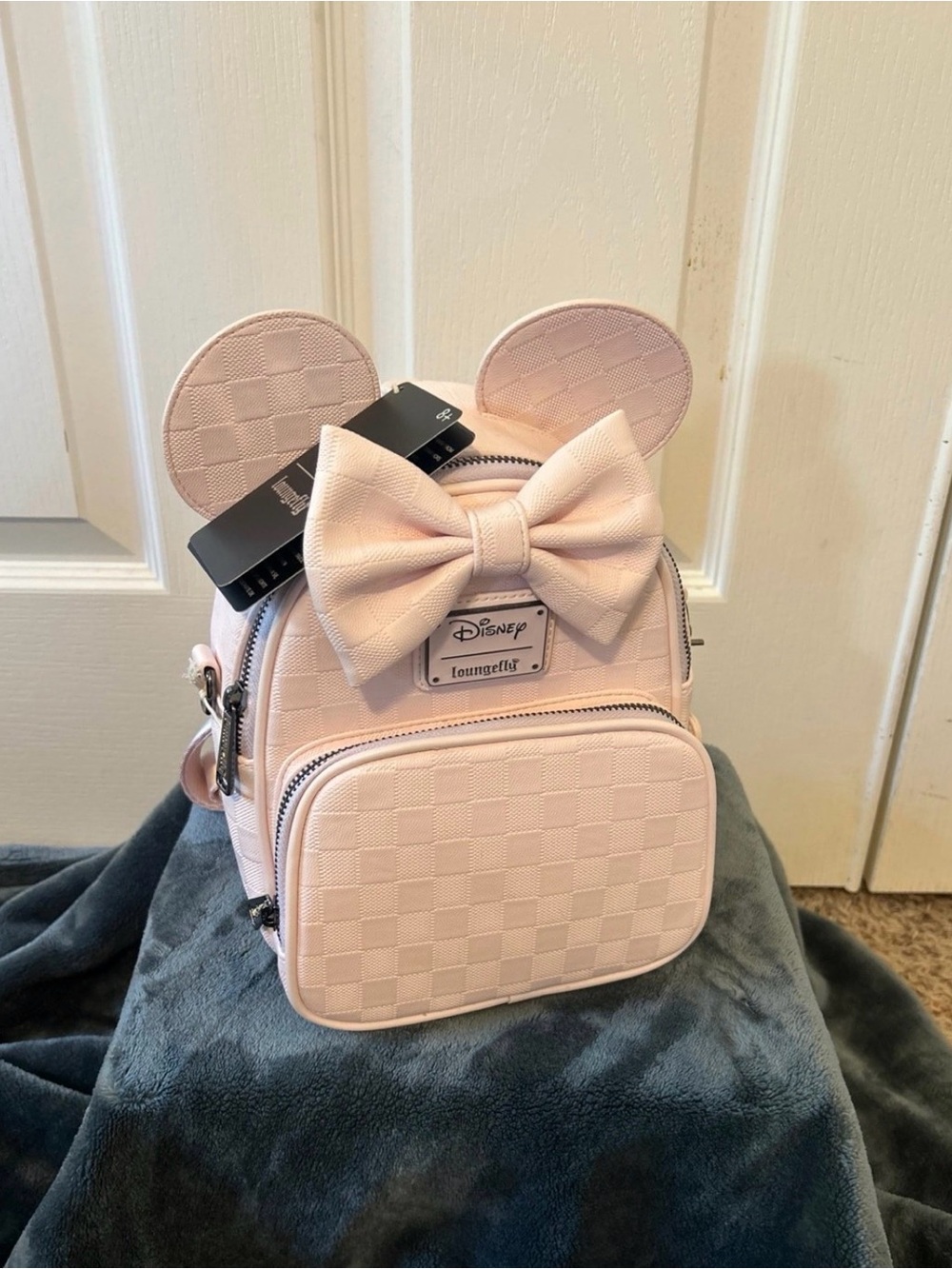 NWT Minnie Mouse Checkered Texture Convertible Mini Backpack & Crossbody Bag